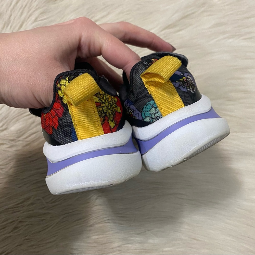Adidas Infant Girl Baby Black Floral FortaRun Velcro Strap Running Shoes Sneaker - Picture 8 of 10